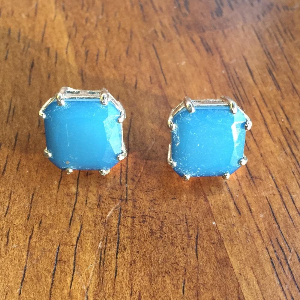 Blue gem stud earrings